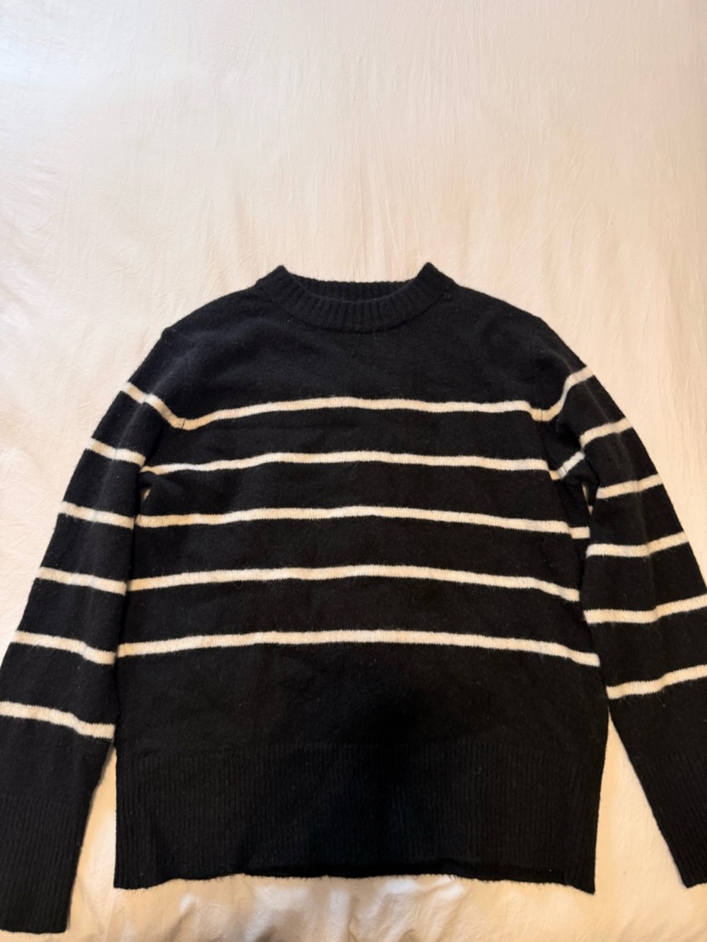 Vero Moda Navy Crew Sweater with Cream Stripes